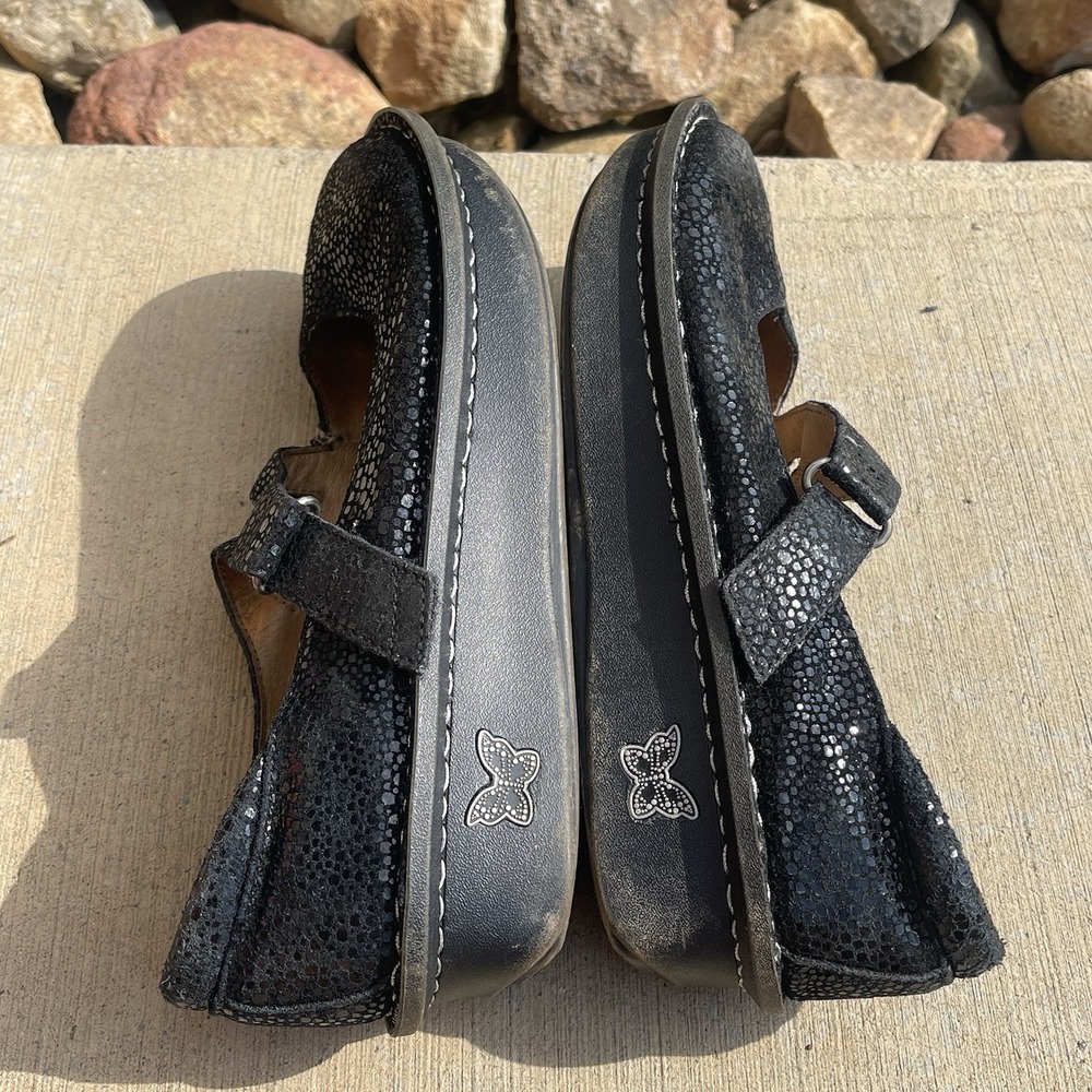 Alegria Dayna DAY561 Mary Jane Comfort Shoe Black Shimmer Leather EU 37 US 7-7.5 - Picture 7 of 8